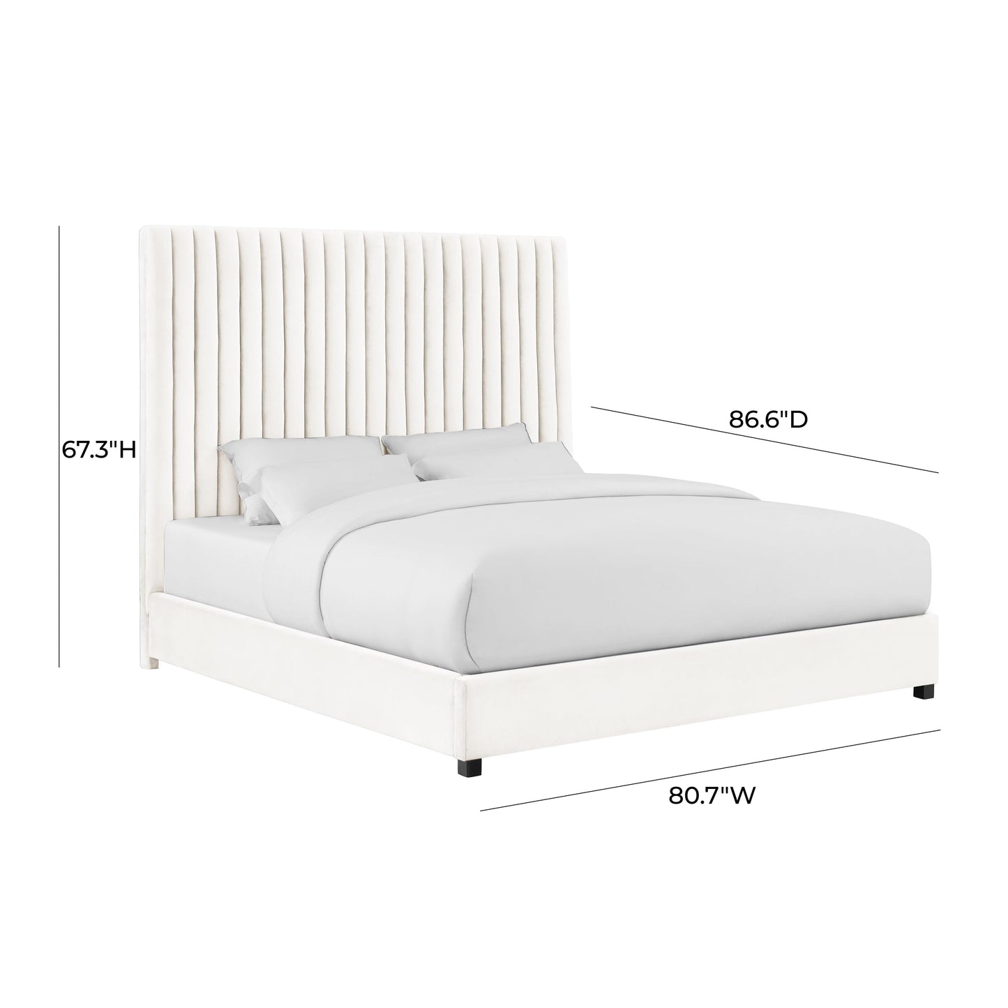 Arabelle White Velvet Bed in Super King Size