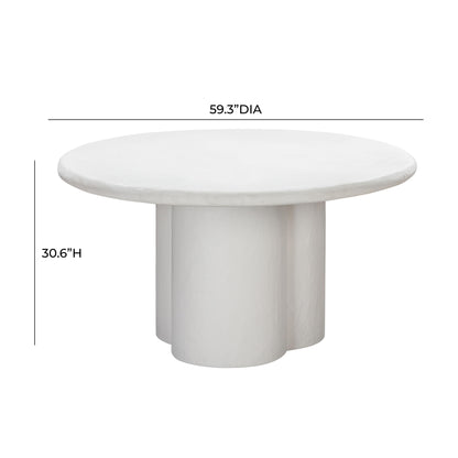 Elika White Faux Plaster Round Dining Table Indoor Or Outdoor