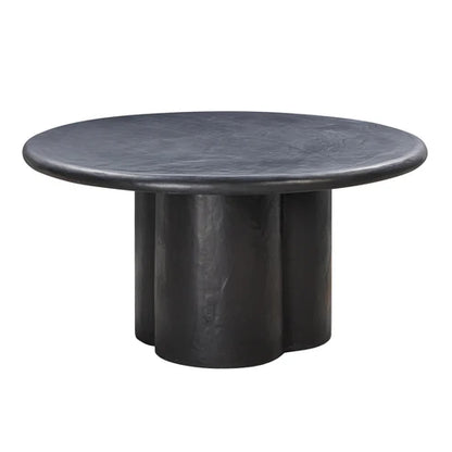 Elika Black Faux Plaster Round Dining Table Indoor Or Outdoor