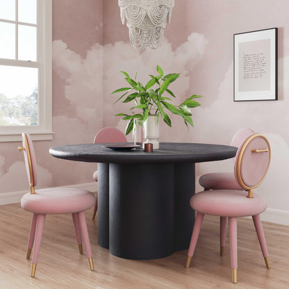 Elika Black Faux Plaster Round Dining Table Indoor Or Outdoor