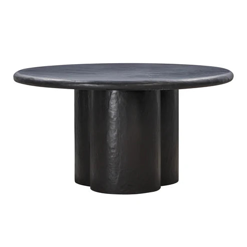 Elika Black Faux Plaster Round Dining Table Indoor Or Outdoor