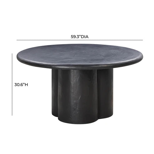 Elika Black Faux Plaster Round Dining Table Indoor Or Outdoor