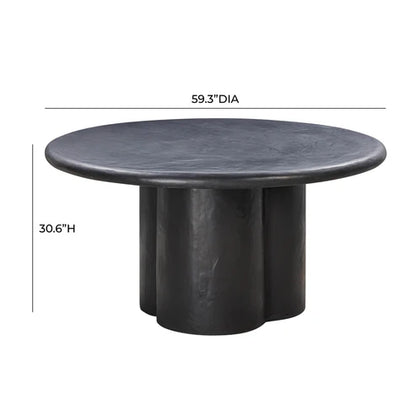 Elika Black Faux Plaster Round Dining Table Indoor Or Outdoor