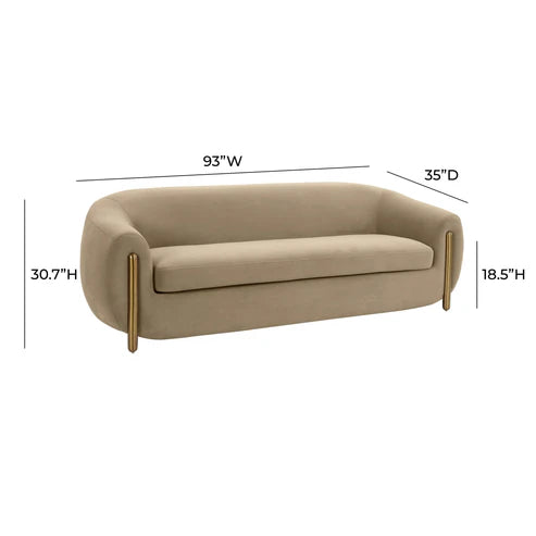 Lina Cafe Au Lait Brown Velvet Sofa