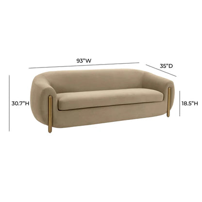 Lina Cafe Au Lait Brown Velvet Sofa