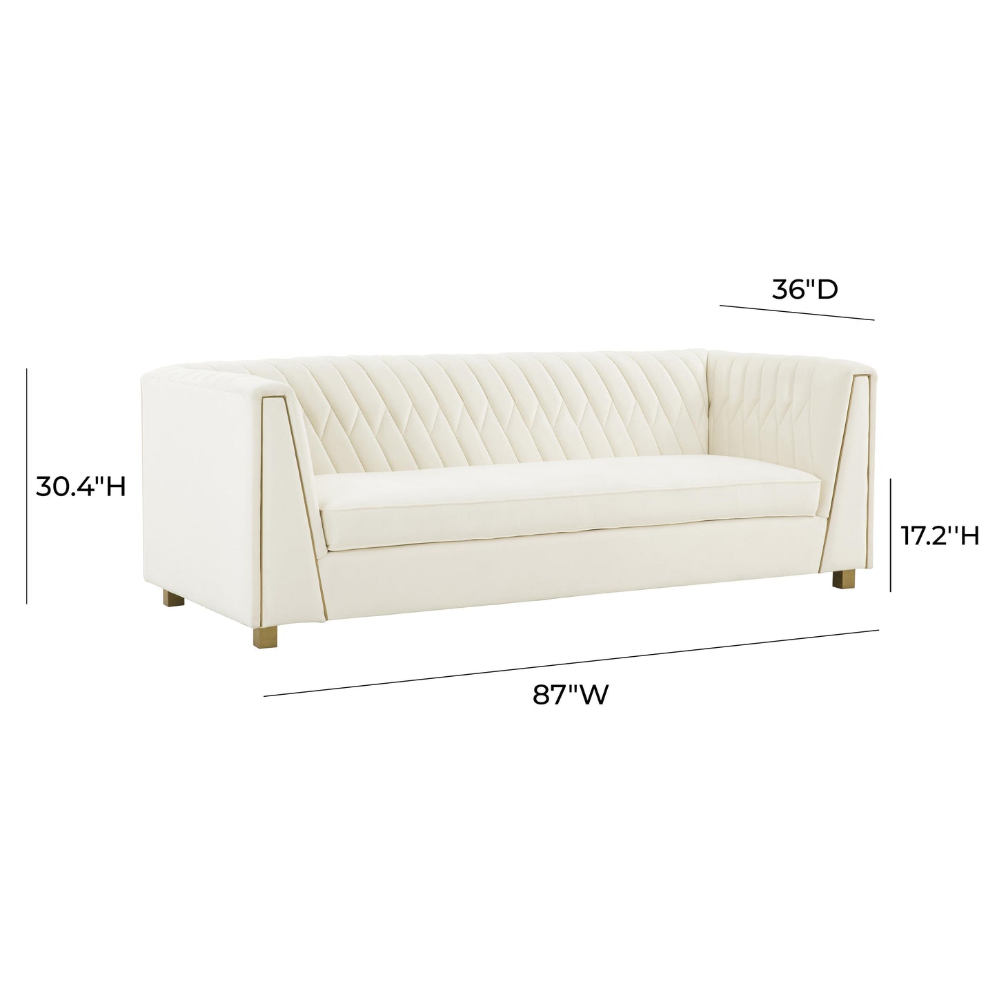 Wafa Cream Velvet Sofa