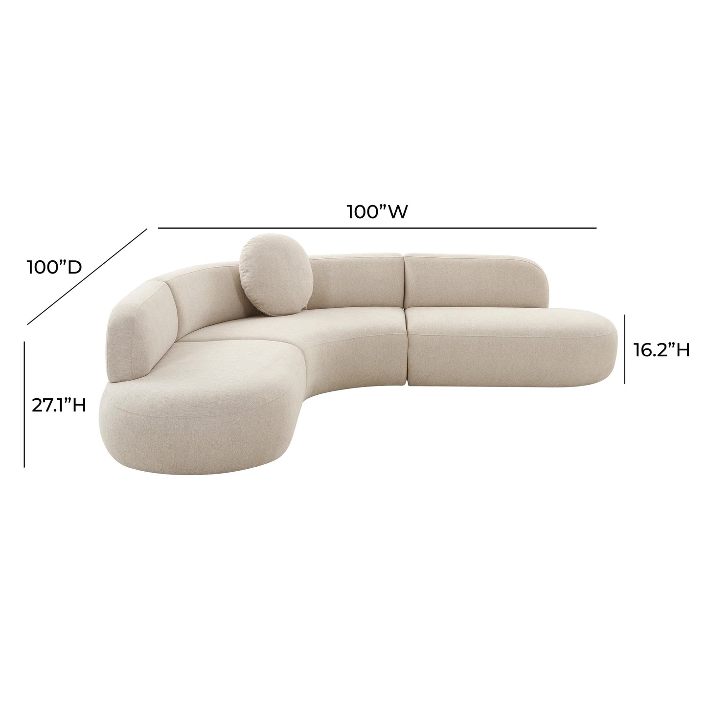 Broohah Beige Linen Sectional Sofa