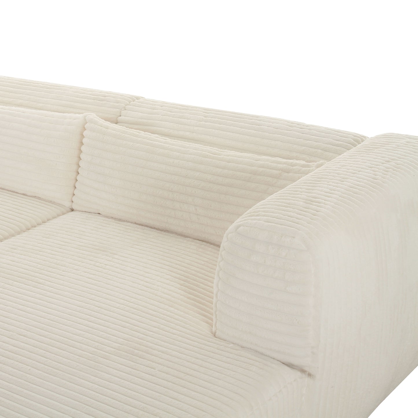 Tarra Fluffy Oversized Cream Corduroy Modular RHF Sectional