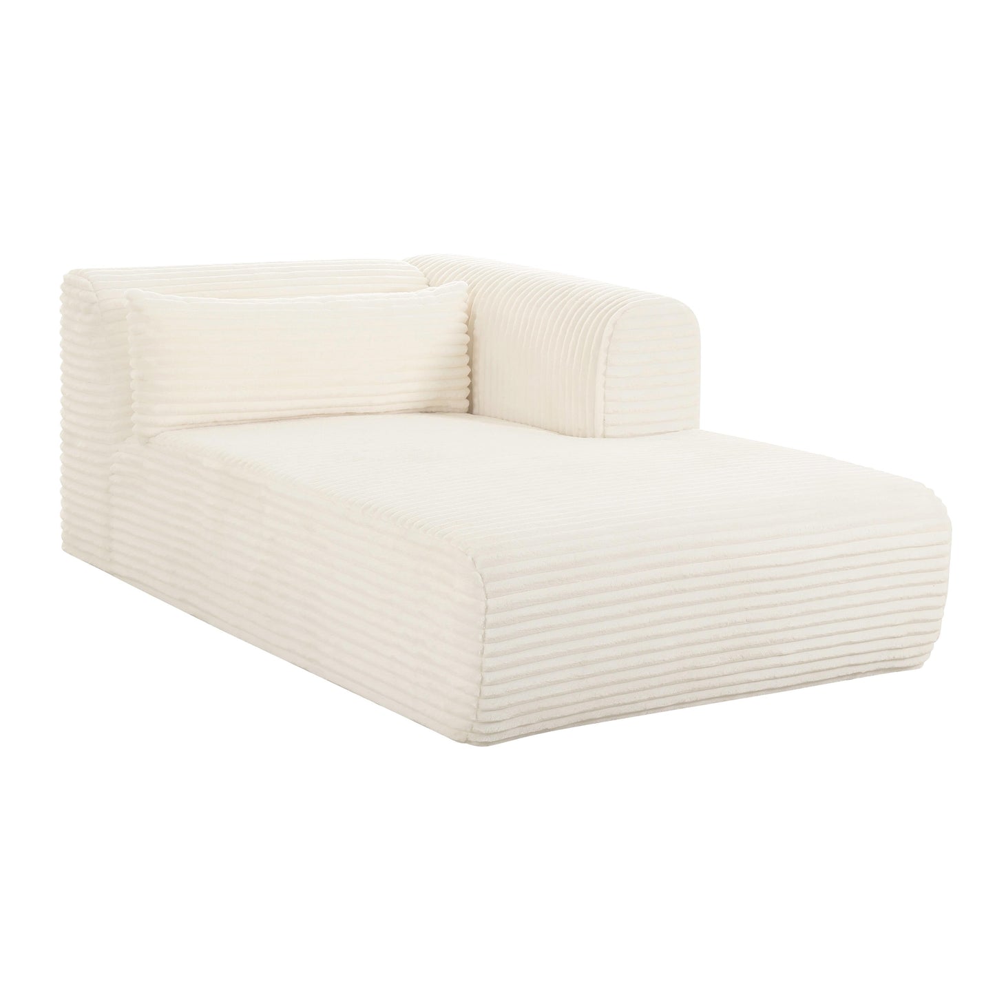 Tarra Fluffy Oversized Cream Corduroy Modular RHF Chaise