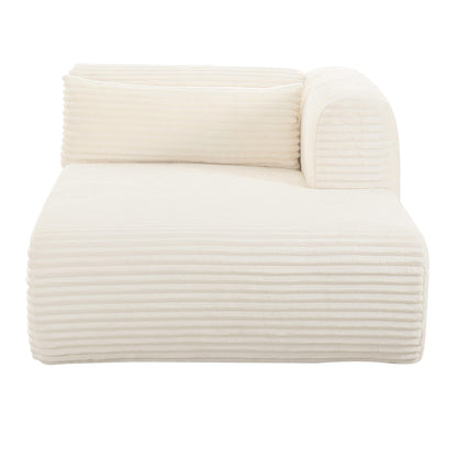 Tarra Fluffy Oversized Cream Corduroy Modular RHF Chaise