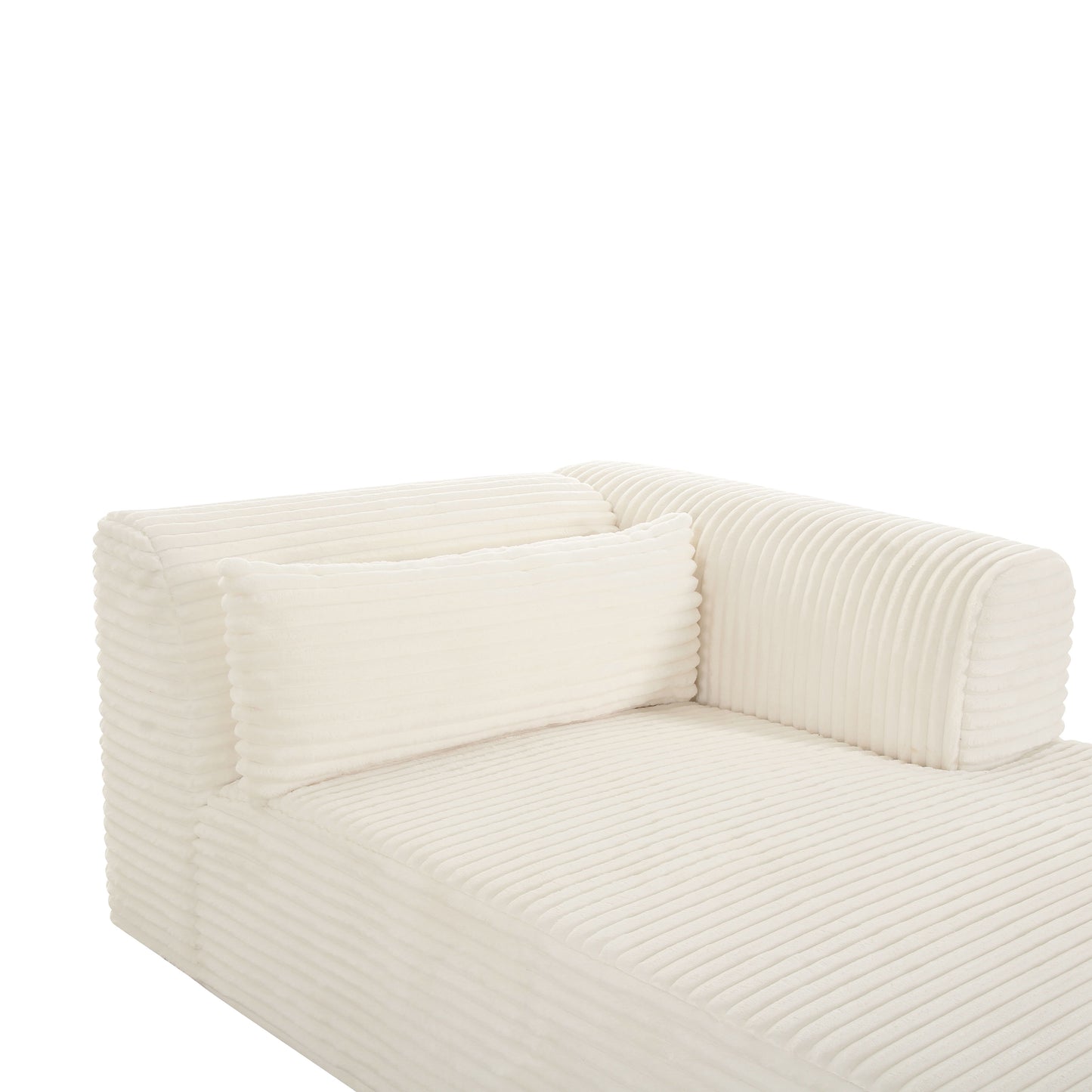 Tarra Fluffy Oversized Cream Corduroy Modular RHF Chaise