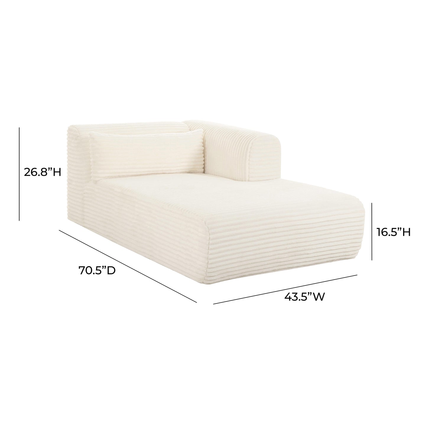 Tarra Fluffy Oversized Cream Corduroy Modular RHF Chaise