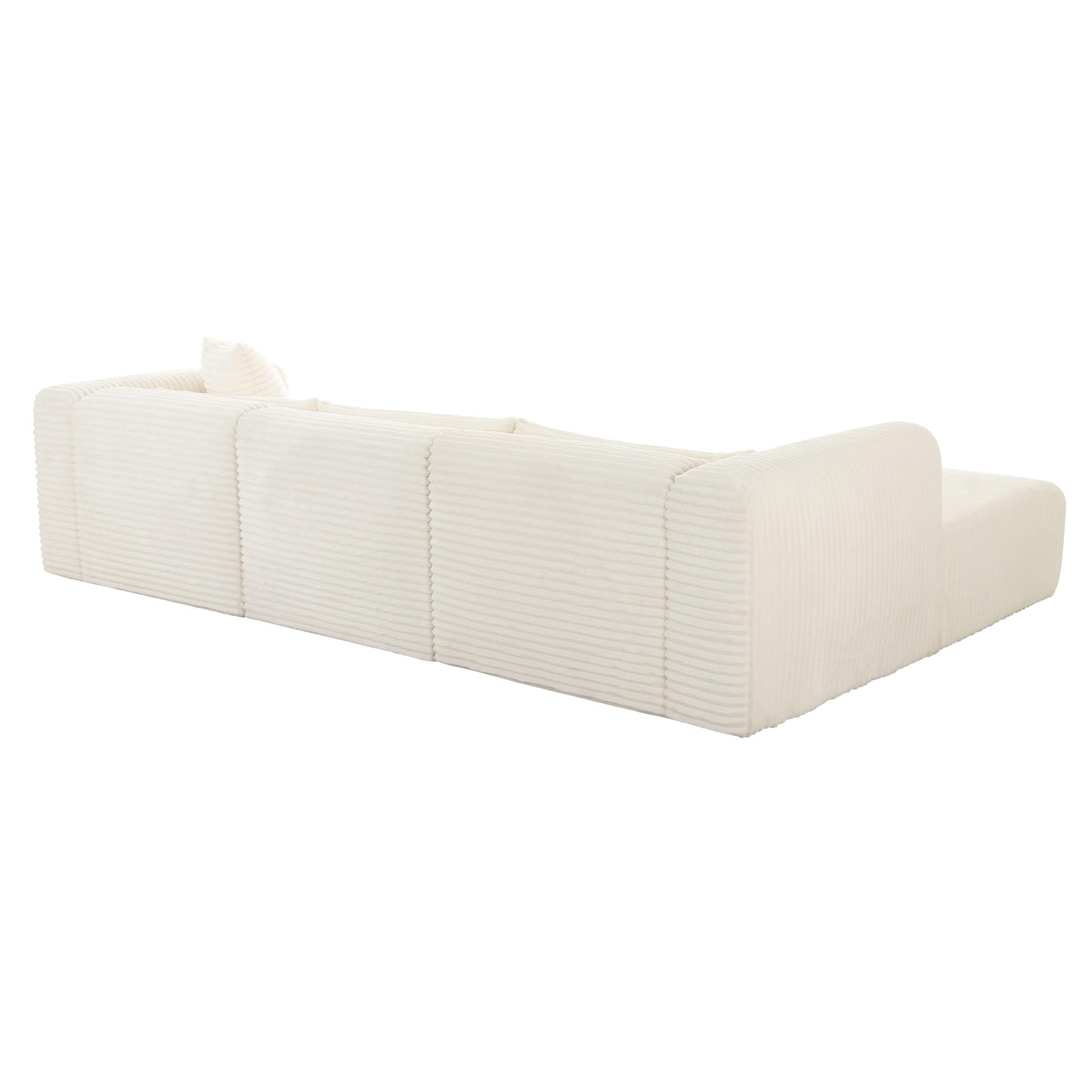 Tarra Fluffy Oversized Cream Corduroy Modular LHF Sectional