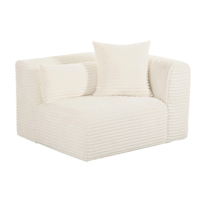 Tarra Fluffy Oversized Cream Corduroy Modular RHF Corner Chair