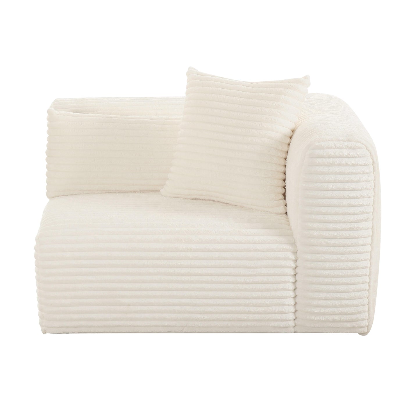 Tarra Fluffy Oversized Cream Corduroy Modular RHF Corner Chair