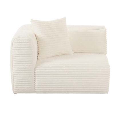 Tarra Fluffy Oversized Cream Corduroy Modular LHF Corner Chair