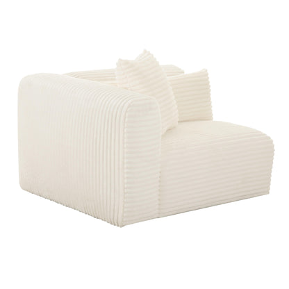 Tarra Fluffy Oversized Cream Corduroy Modular LHF Corner Chair