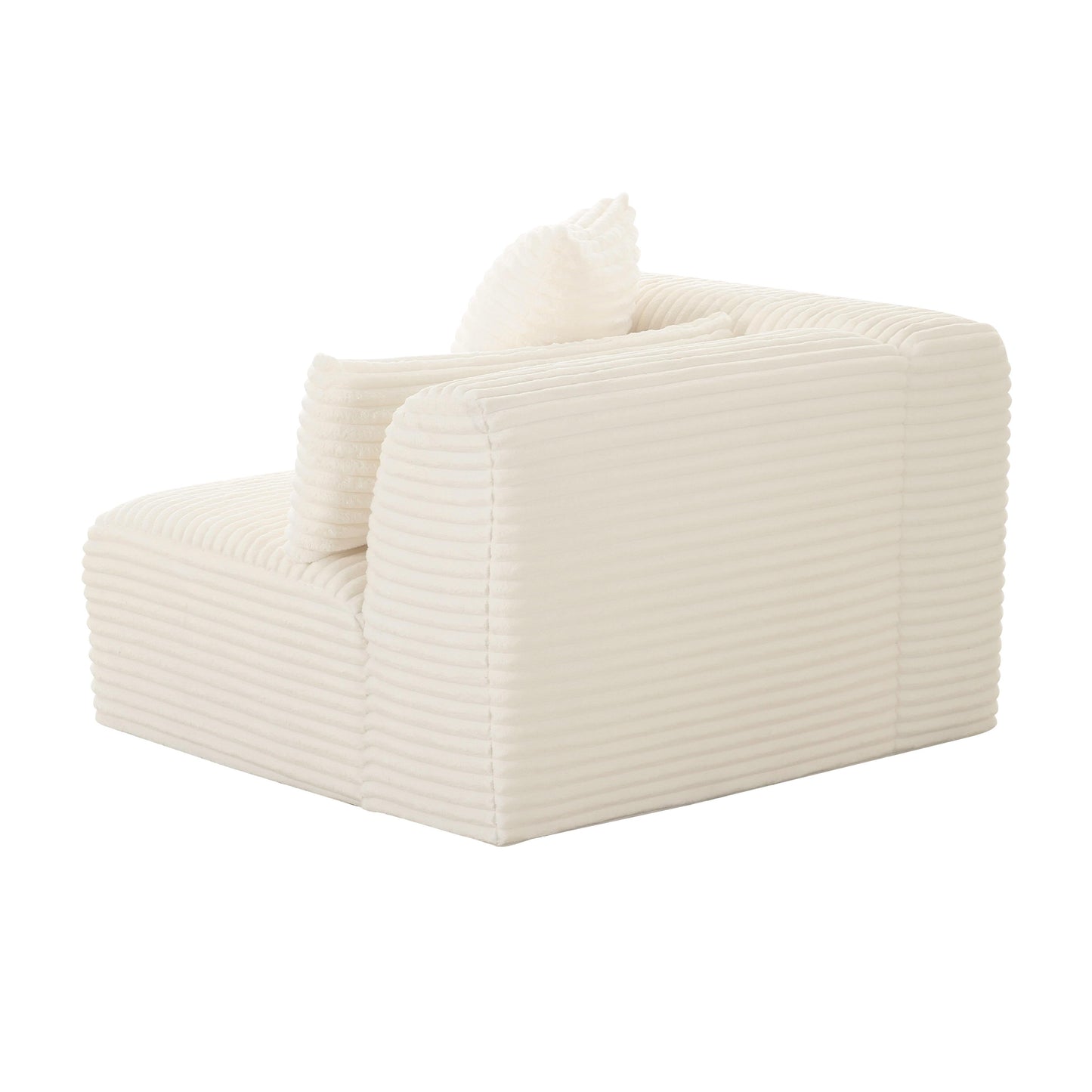 Tarra Fluffy Oversized Cream Corduroy Modular LHF Corner Chair