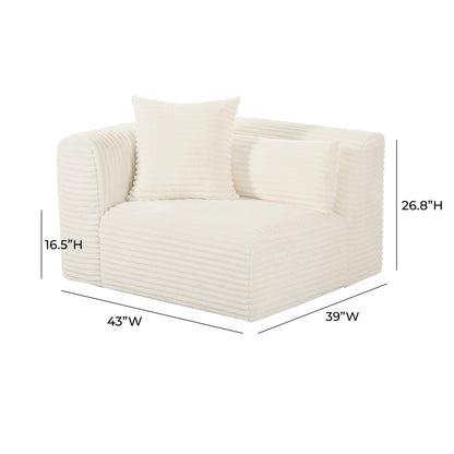 Tarra Fluffy Oversized Cream Corduroy Modular LHF Corner Chair