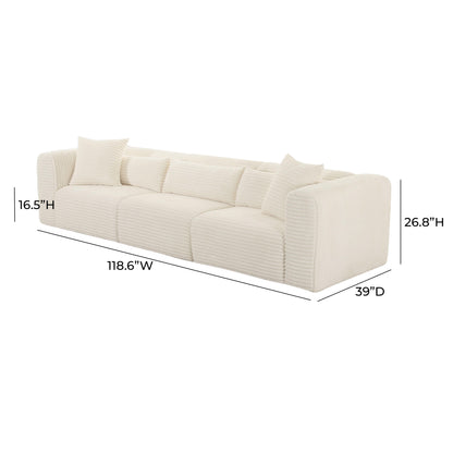 Tarra Fluffy Oversized Cream Corduroy Modular Sofa