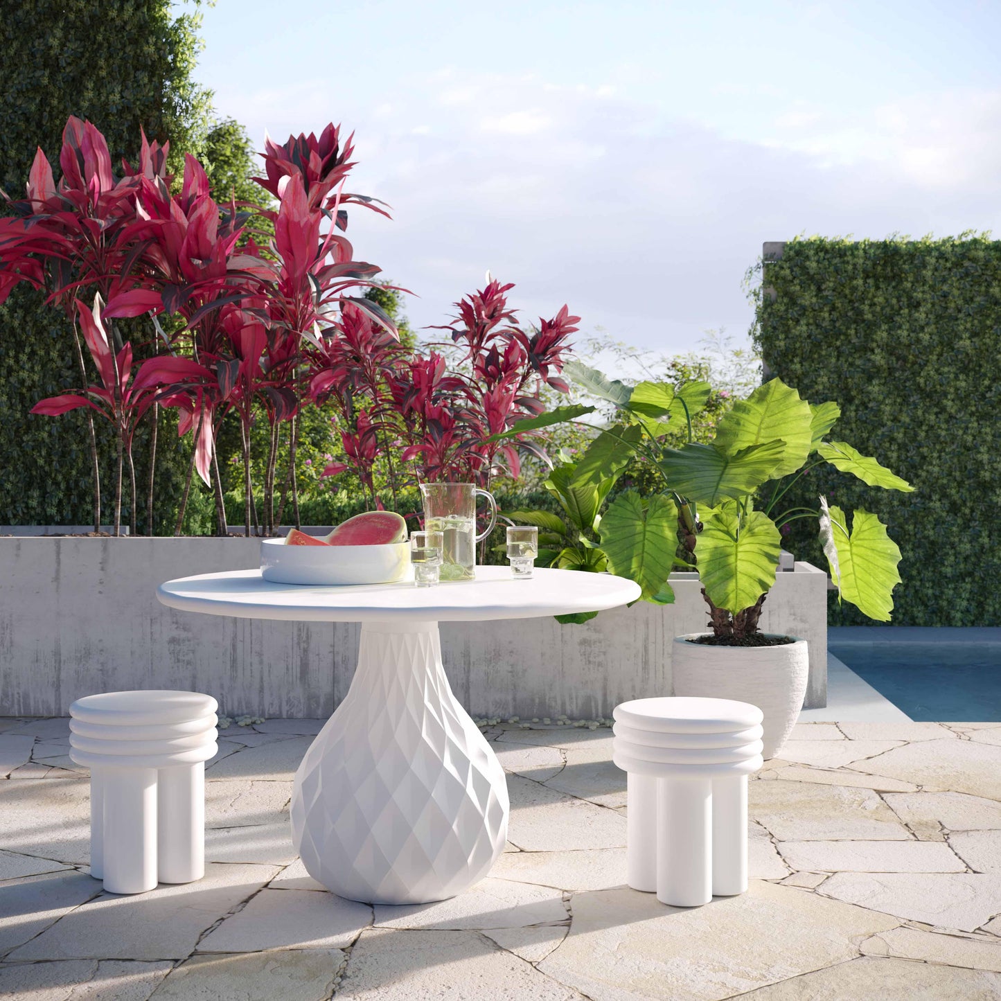 Tulum Ivory Concrete Indoor and outdoor Round Dining Table