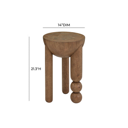 Morse Cognac Wooden Accent Side Table