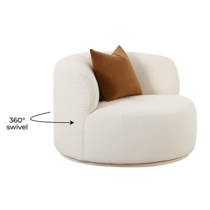 Fickle Cream Boucle Swivel Chair