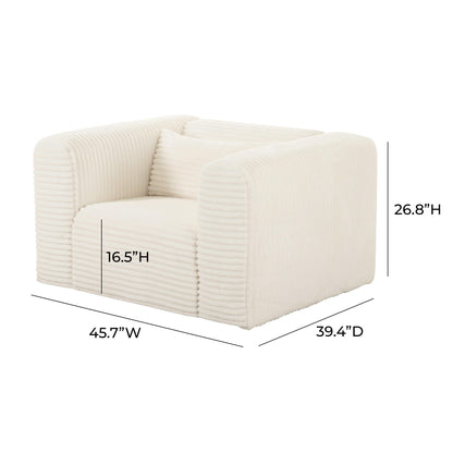 Tarra Fluffy Oversized Cream Corduroy Armchair