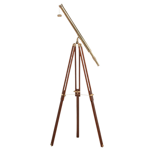 Brass Telescope on Wooden Stand