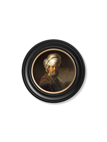 c.17th Century Rembrandt's Oriental Gentlemen - Round Frame