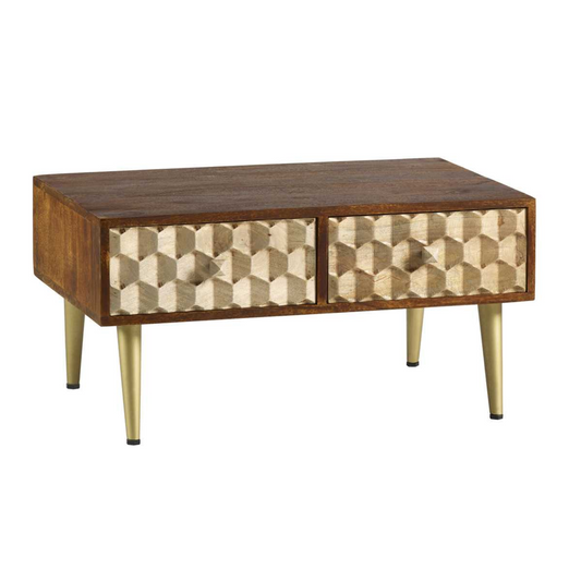 Ziggy Solid Mango Wood Coffee Table with 2 Drawers