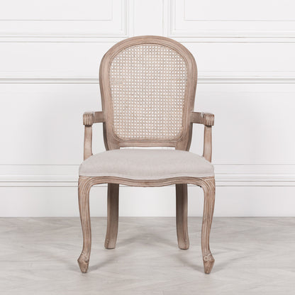 Wooden Carver Louis Upholstered Dining Arm Chair