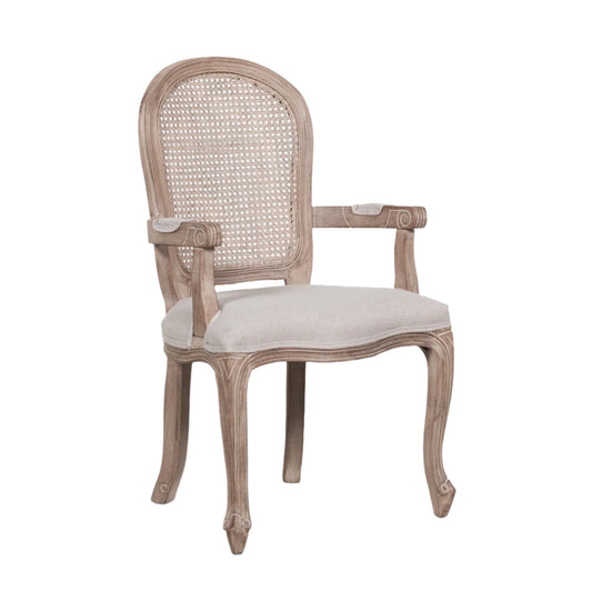 Wooden Carver Louis Upholstered Dining Arm Chair