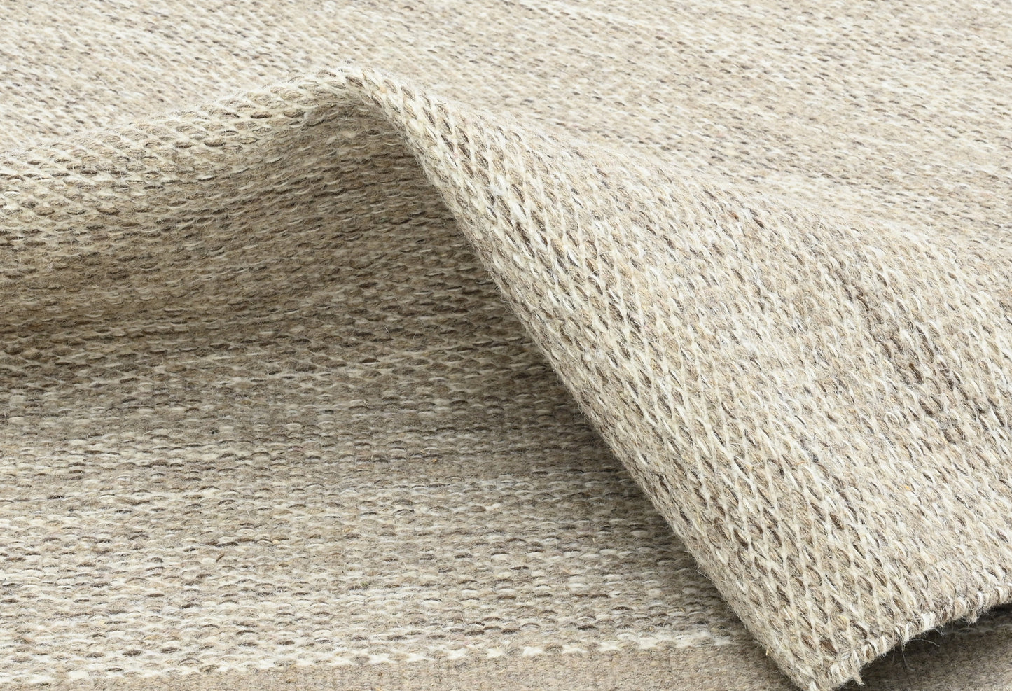 Tira Hand Woven Beige Woollen Dhurrie