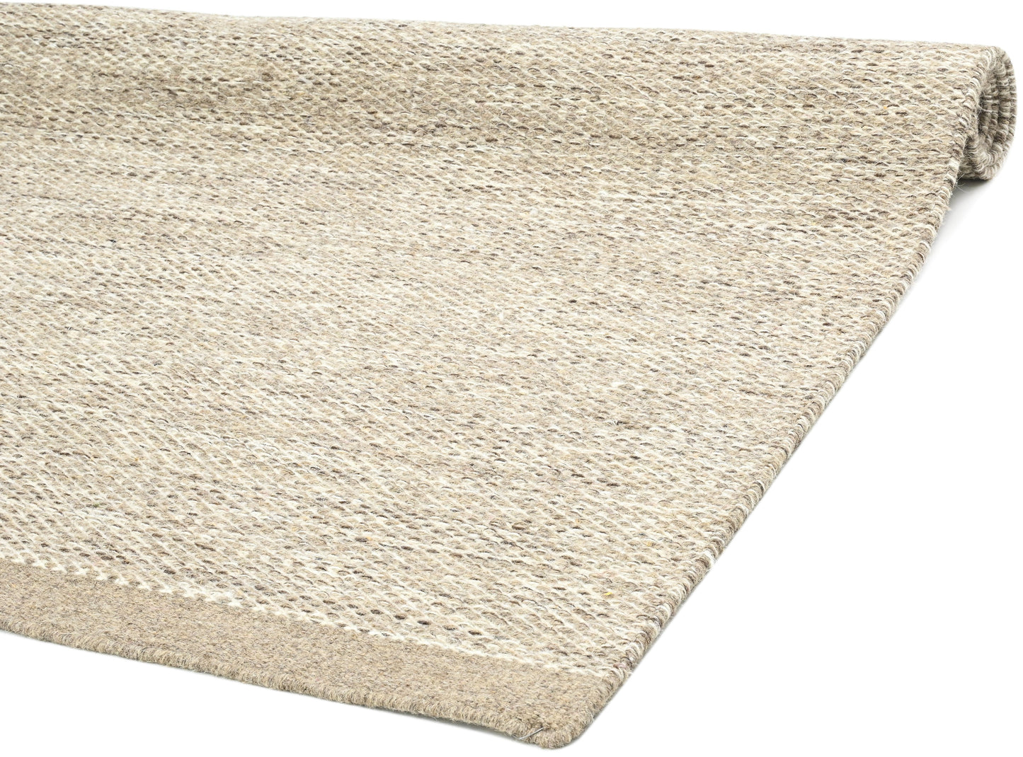 Tira Hand Woven Beige Woollen Dhurrie