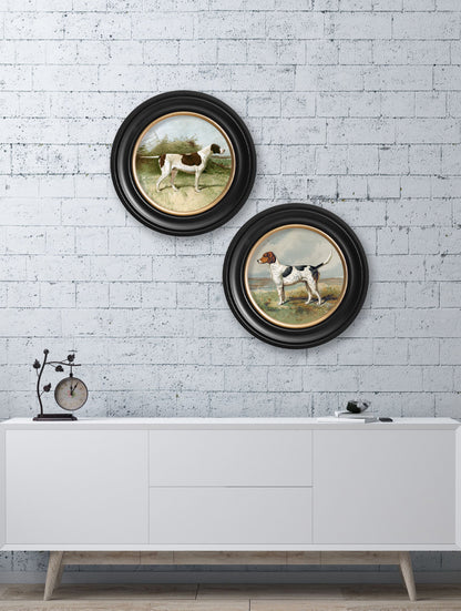 c.1881 Gun Dogs - Round Frame