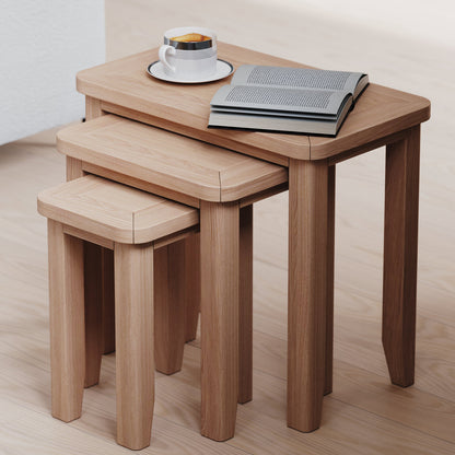 Lynar Natual Oak Nest of 3 Tables