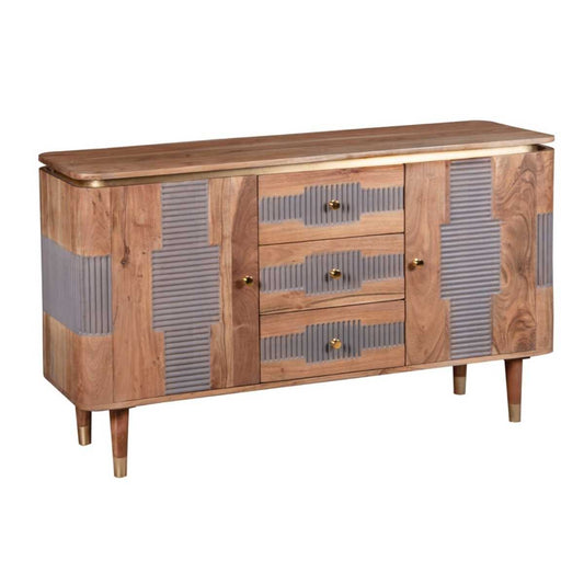 Metz Acacia Wood 2 Doors 3 Drawers Sideboard