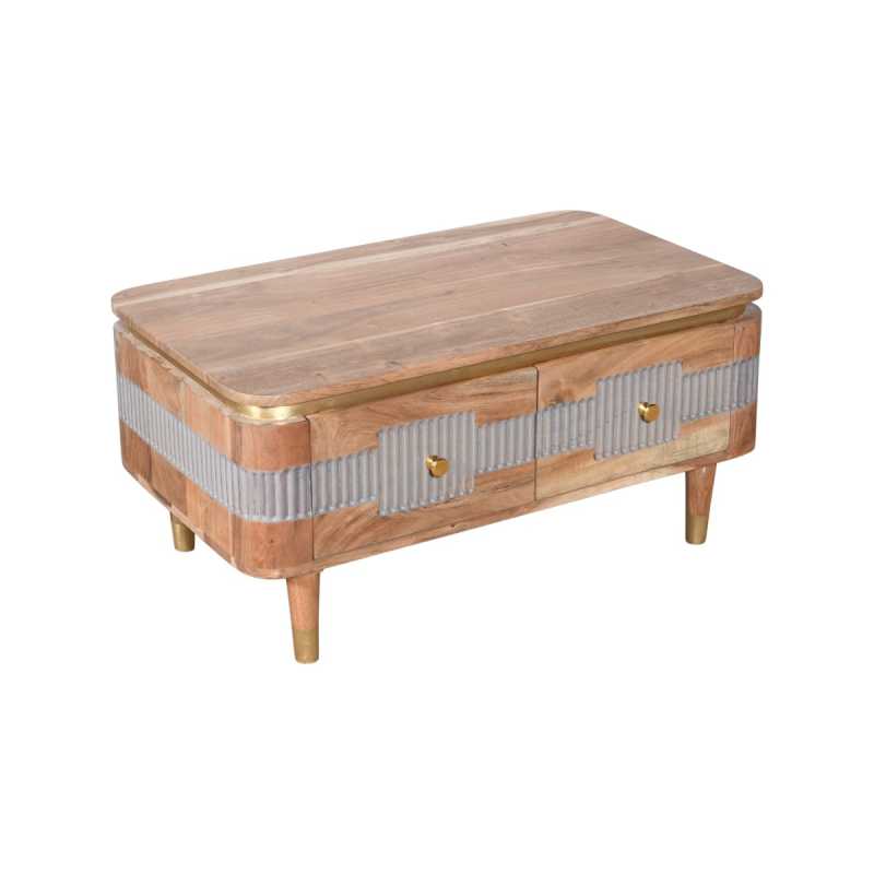 Metz Acacia Wood 2 Drawers Coffee Table