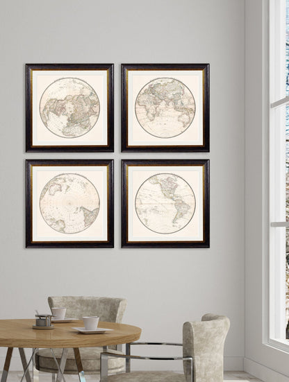 c.1838 World Map Hemispheres