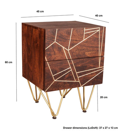 Jai Gold Two Drawer Side Table