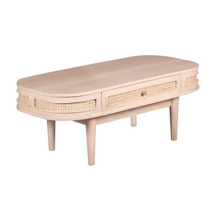 Emiko Cane & Mango Wood 1 Drawer Coffee Table