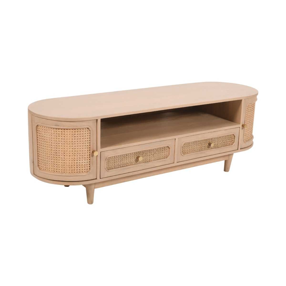 Emiko Cane & Mango Wood 2 Drawers TV Cabinet