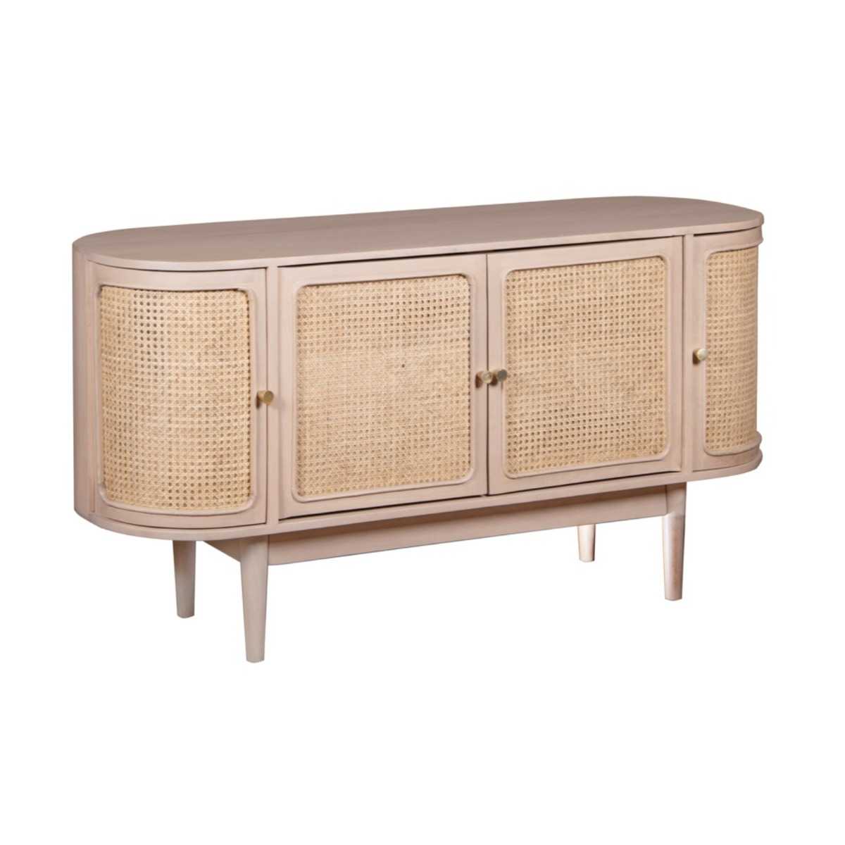 Emiko Cane & Mango Wood 4 Doors Sideboard