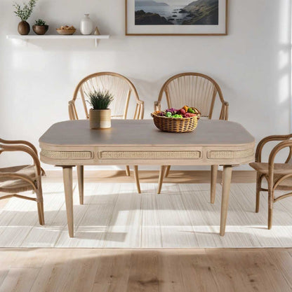 Emiko Cane & Mango Wood Dining Table