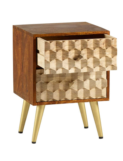 Ziggy Solid Mango Wood 2 Drawer Side Table