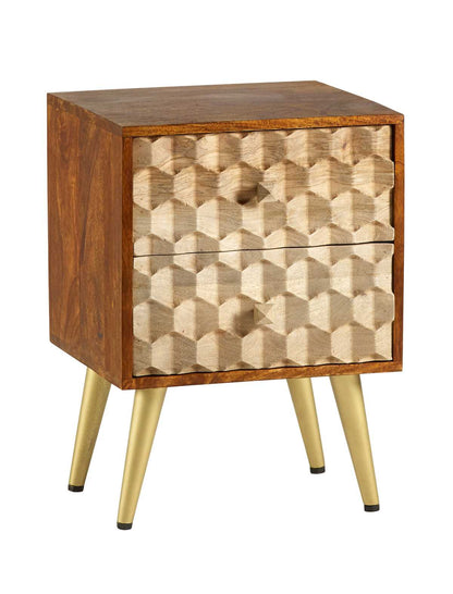 Ziggy Solid Mango Wood 2 Drawer Side Table