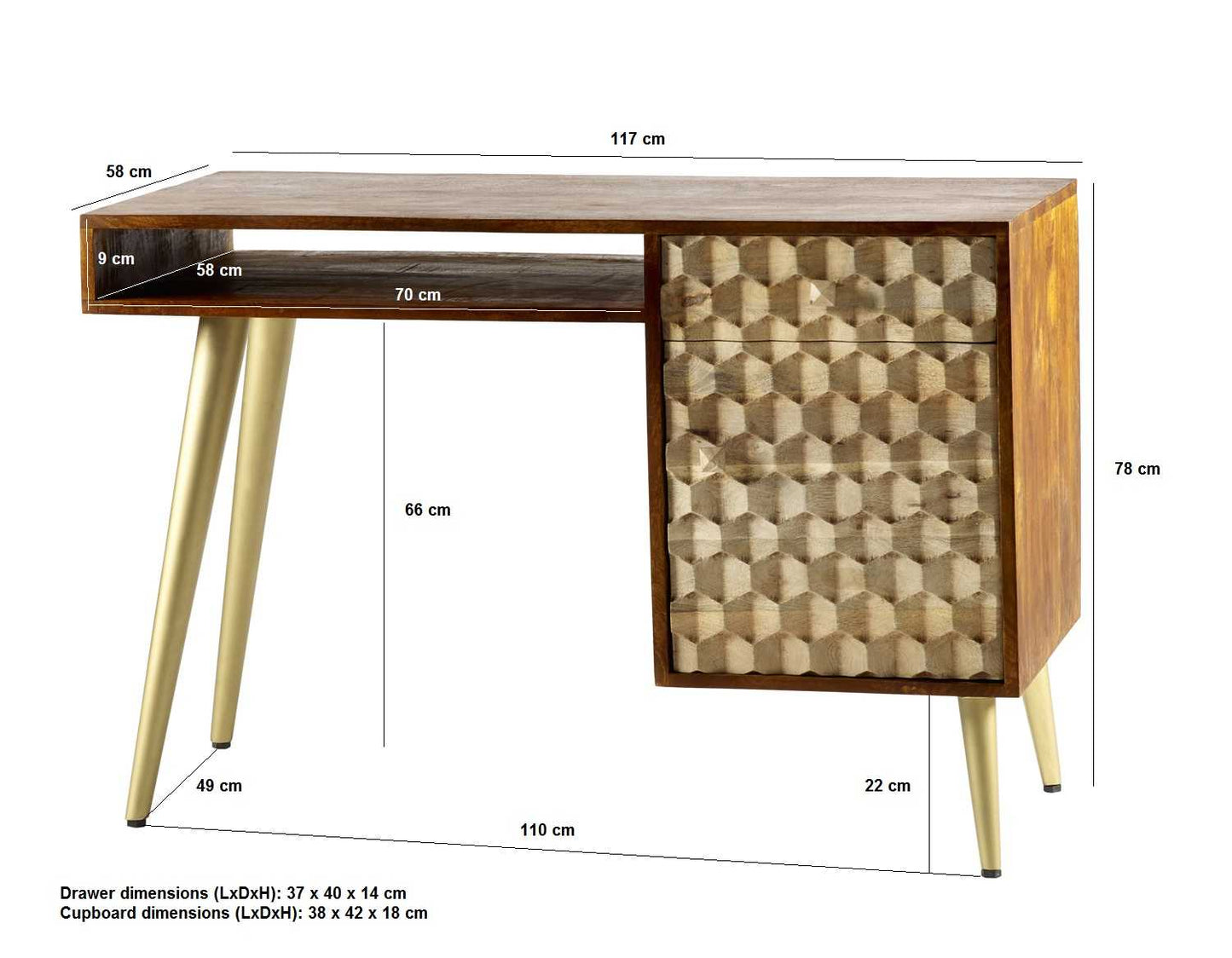 Ziggy Solid Mango Wood Desk