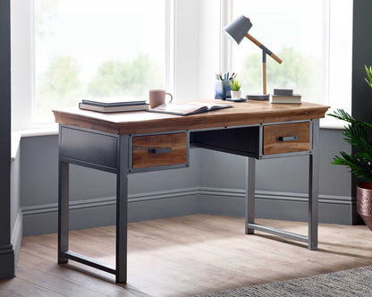 Apperley Industrial Two Drawer Writing Desk