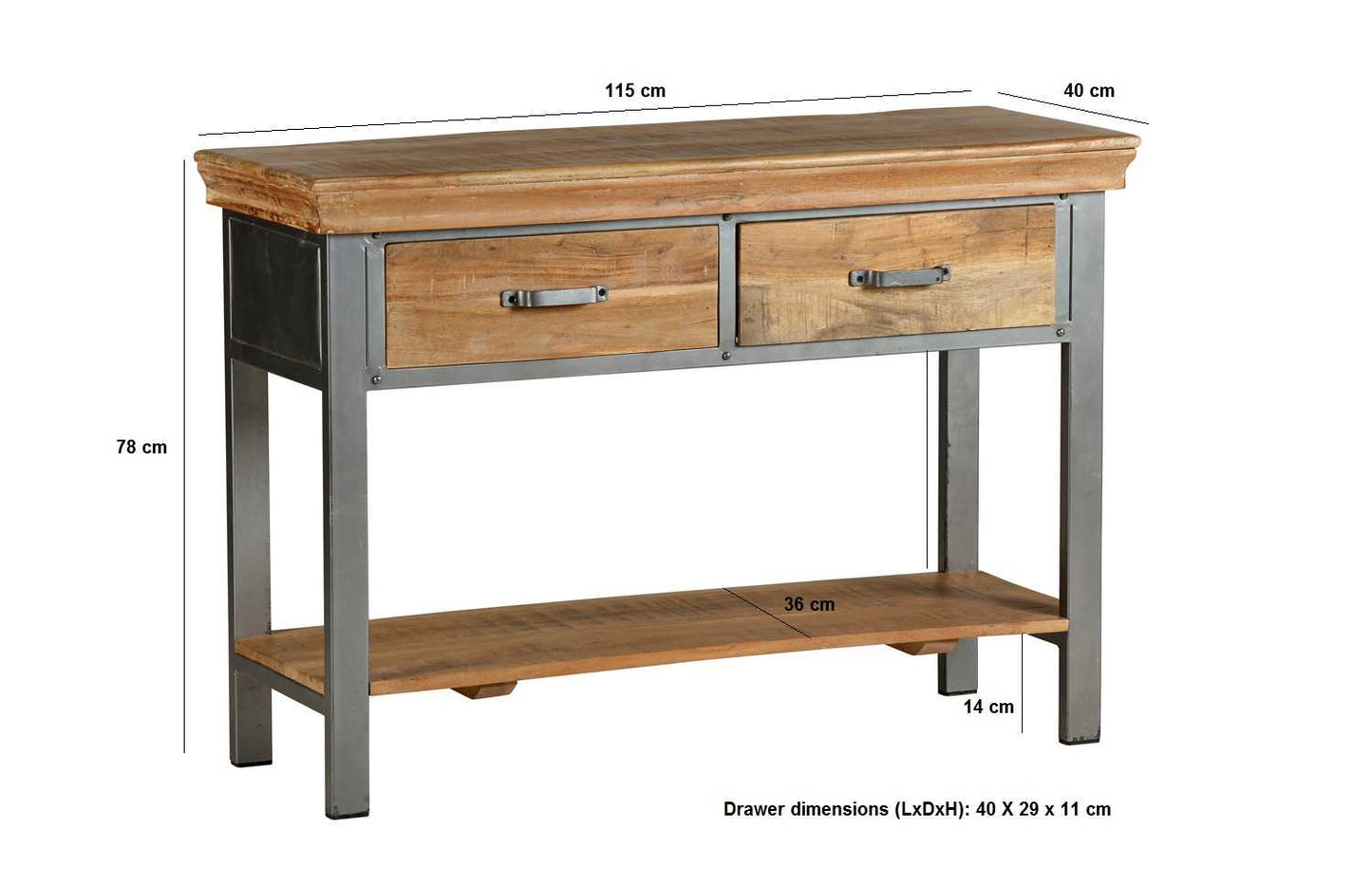 Apperley Industrial Two Drawer Console Table